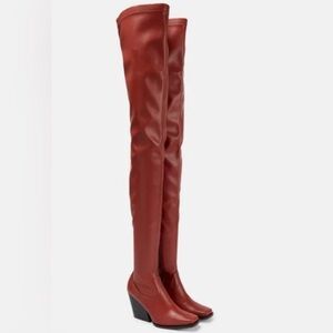Stella McCartney Red Faux Leather Over-the-Knee Boots